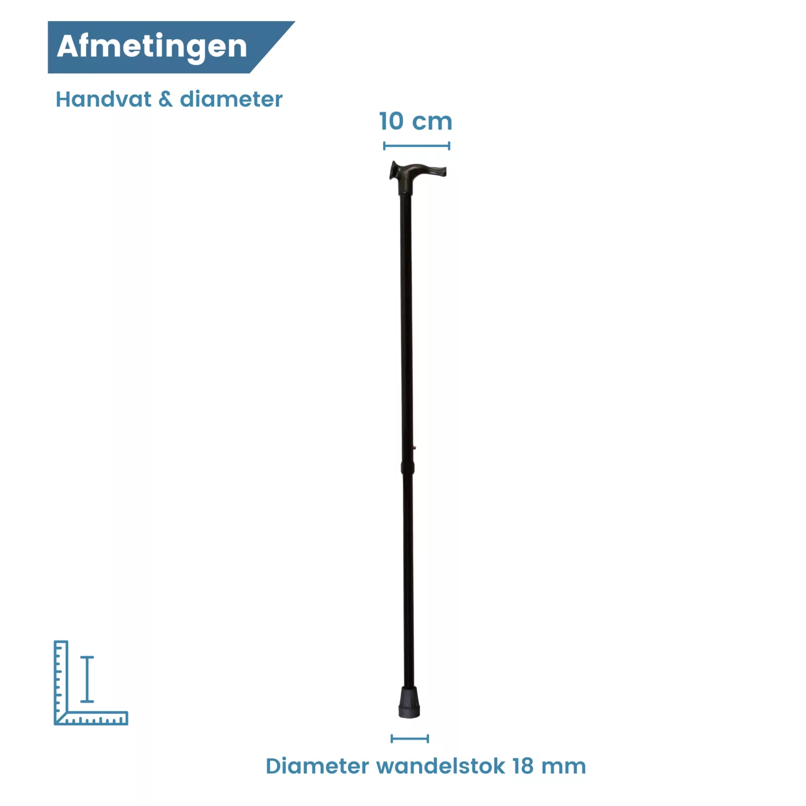 Bastone da passeggio nero ergonomico per destrimani
