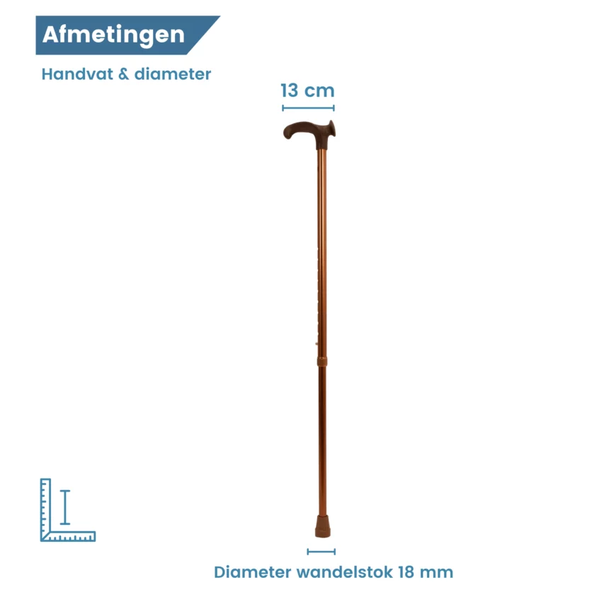 Bastone da passeggio regolabile, impugnatura anatomica Relax-Grip, color bronzo, per mancini, diametro