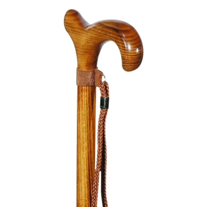 Bastone da passeggio in legno di faggio bruciato con laccetto da polso