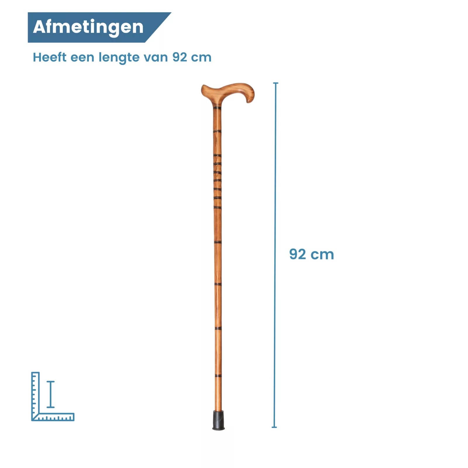 Bastone da passeggio in legno di faggio con anelli – dimensioni