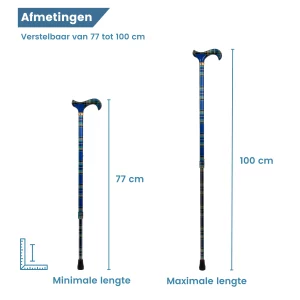 Bastone da passeggio telescopico tartan blu