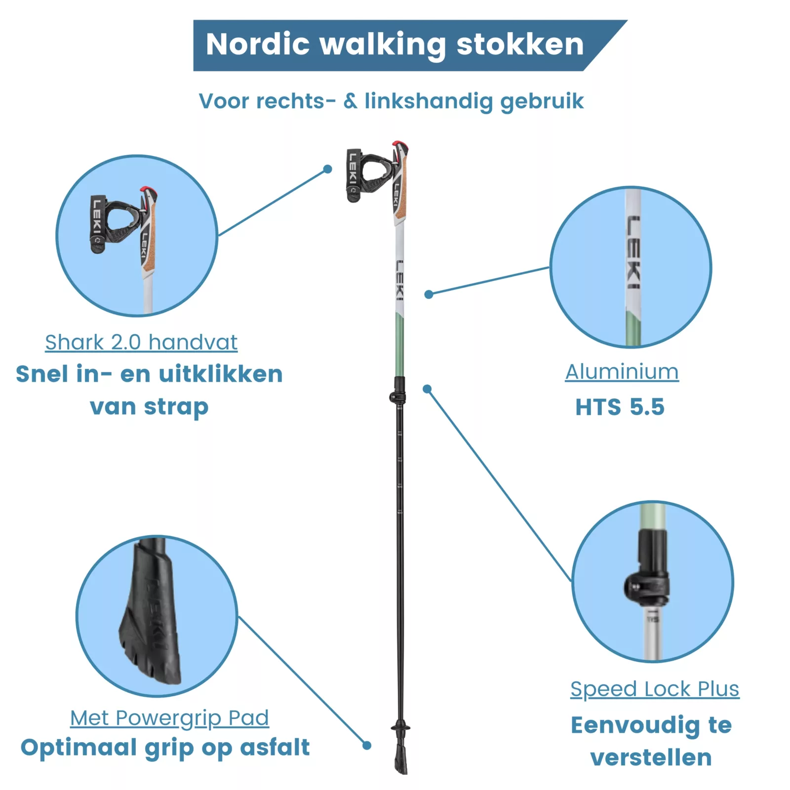 Bastoncino da Nordic Walking Spin Shark SL bianco con verde