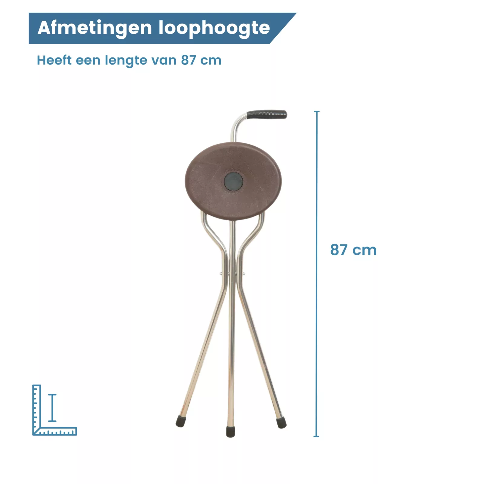 Bastone da passeggio Garcia con sedile a tre gambe Trio Maxi marrone – dimensioni