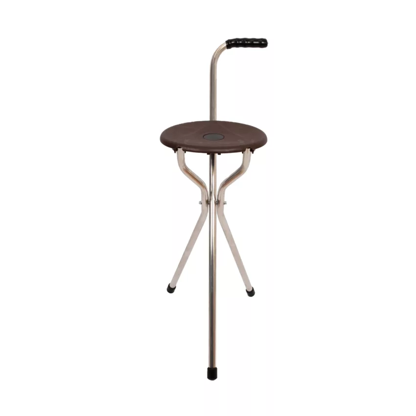 Bastone da passeggio Garcia con sedile a tre gambe Trio Maxi marrone