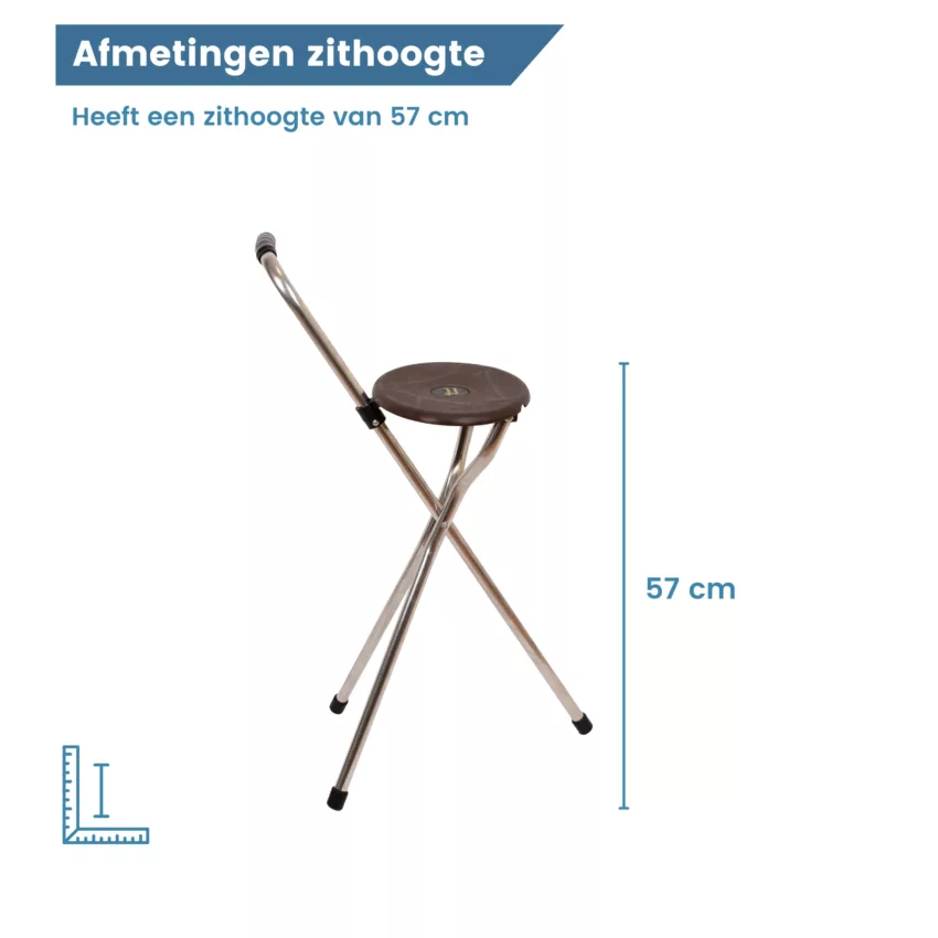 Bastone da passeggio Garcia con sedile a tre gambe Trio Maxi marrone, altezza del sedile