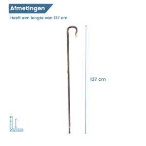 Bastone da pastore in legno di castagno con corteccia, 137 cm