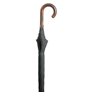 Ombrello con manico in legno di acacia, diametro 108 cm, nero