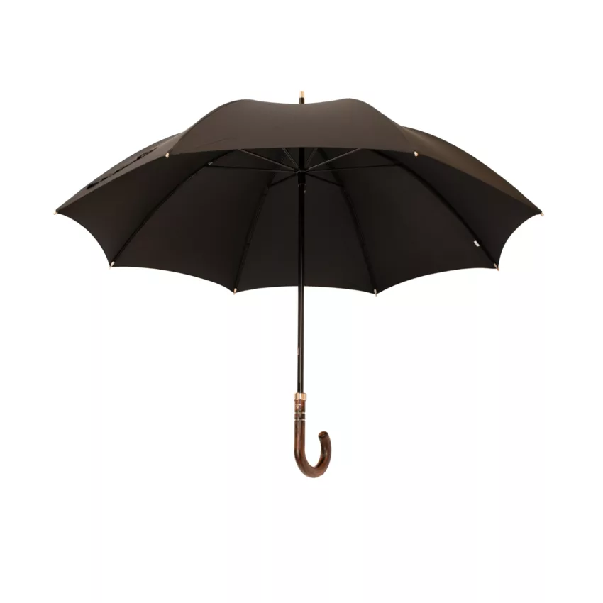 Ombrello con manico in legno di acacia, diametro 108 cm, nero