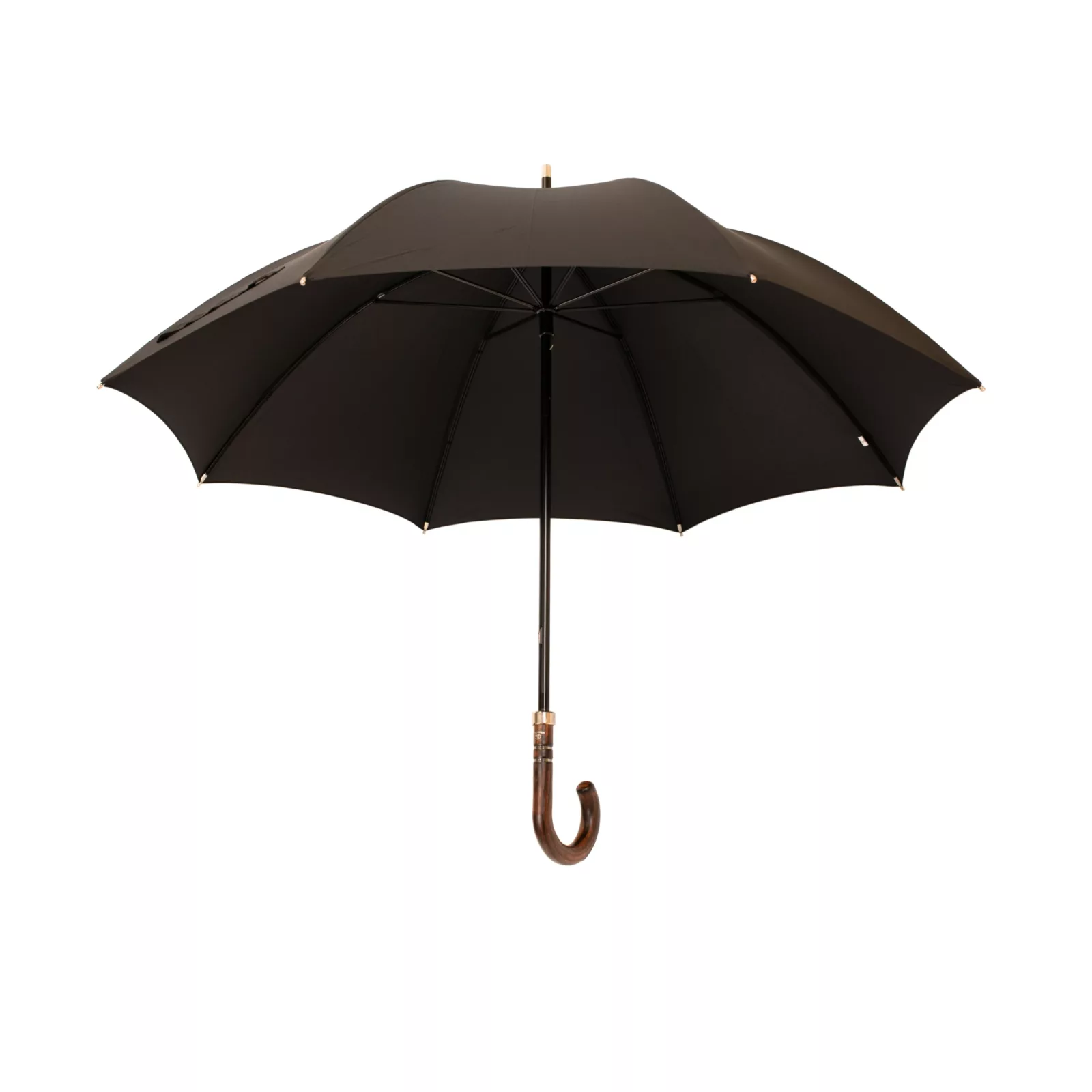 Ombrello con manico in legno di acacia, diametro 108 cm, nero