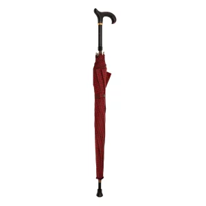 Bastone da passeggio regolabile a ombrello in tessuto italiano rosso