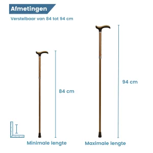 Bastone da passeggio telescopico con impugnatura morbida color oro – dimensioni