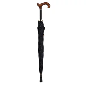 Ombrello Bastone da passeggio, lunghezza 78 cm, grigio scuro, impugnatura Derby marrone