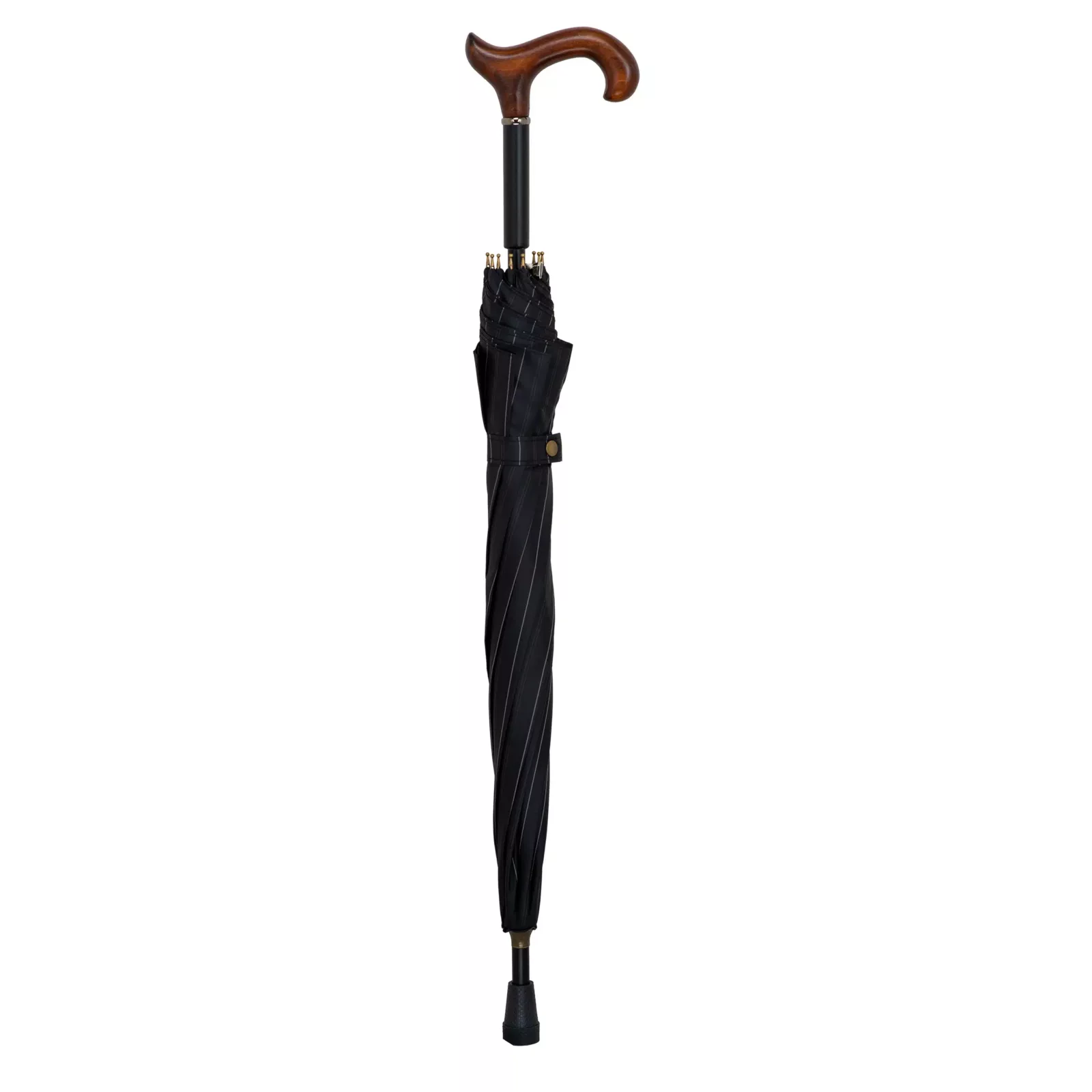 Ombrello Bastone da passeggio, lunghezza 78 cm, grigio scuro, impugnatura Derby marrone