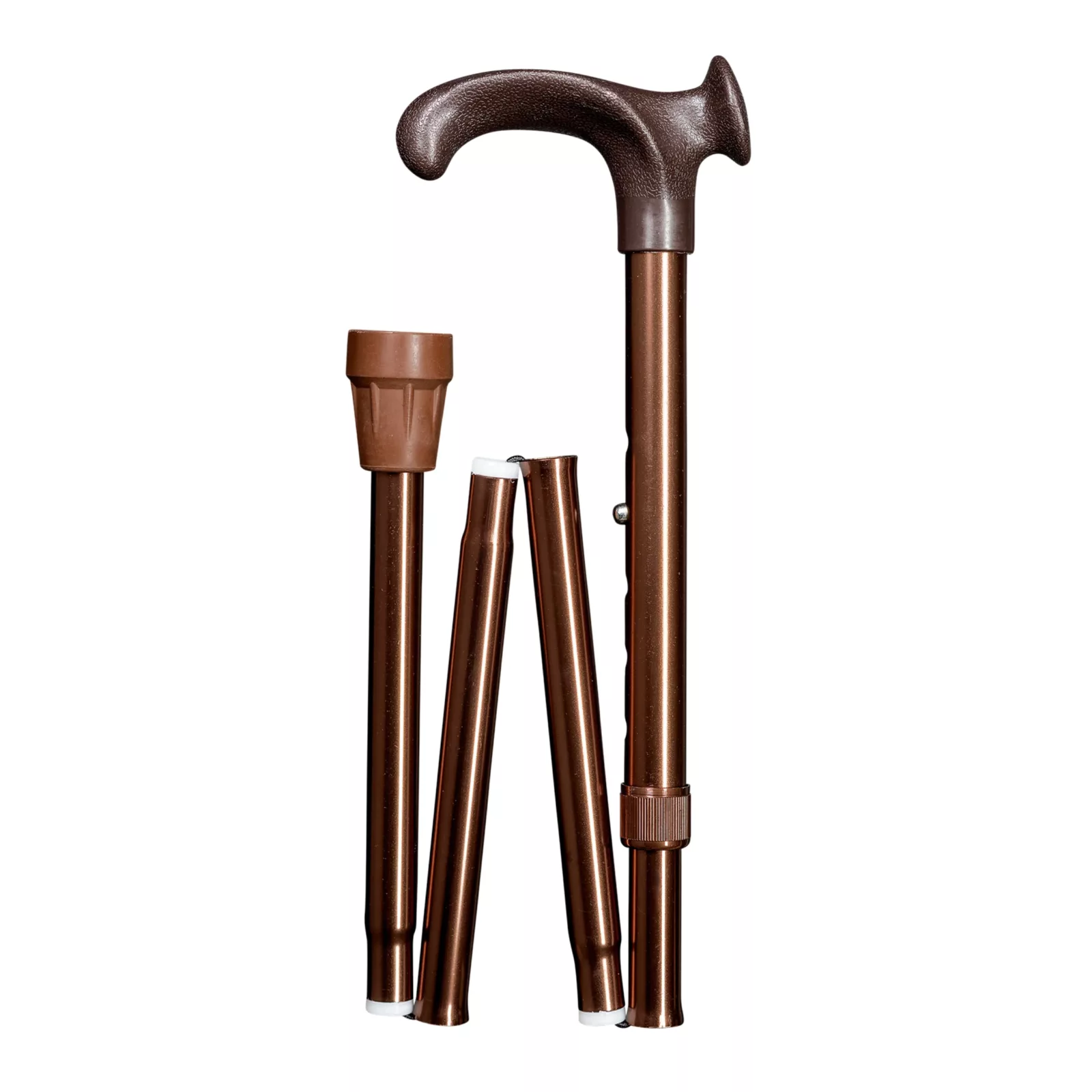 Bastone da passeggio ergonomico pieghevole color bronzo con impugnatura Relax per mancini