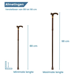 Bastone da passeggio ergonomico pieghevole con impugnatura relax per destrimani – dimensioni