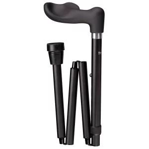 Bastone da passeggio ergonomico pieghevole nero soft touch sinistro