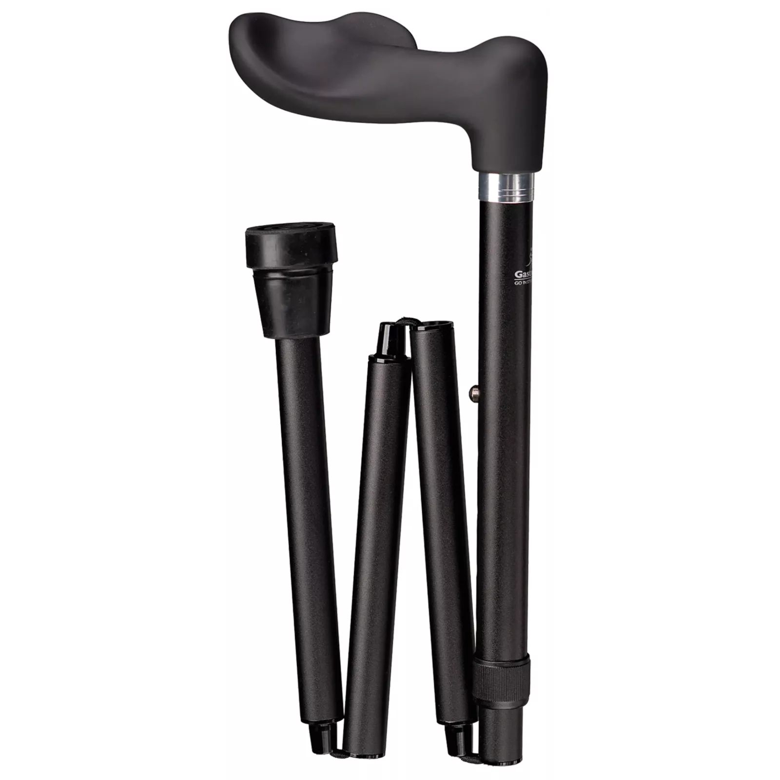 Bastone da passeggio ergonomico pieghevole nero soft touch sinistro