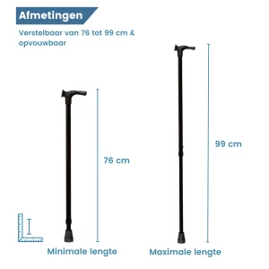 Bastone da passeggio con impugnatura ergonomica «Relax Grip» in nero – dimensioni