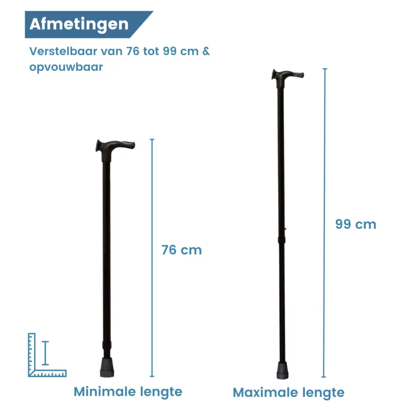 Bastone da passeggio con impugnatura ergonomica «Relax Grip» in nero – dimensioni