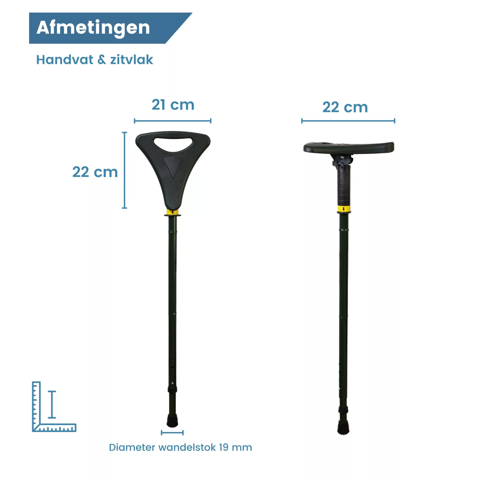 gastrock Bastone da passeggio con sedile flipstick verde