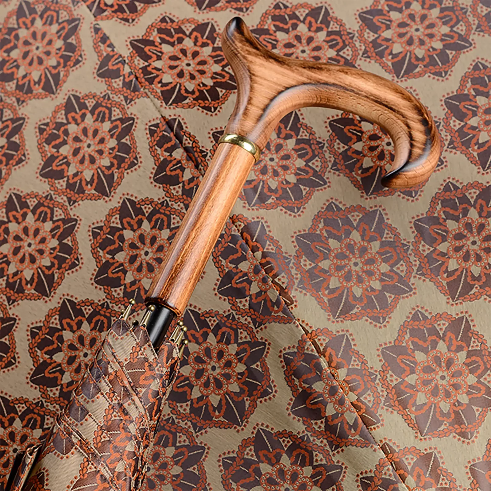 Ombrello a Bastone in tessuto italiano beige