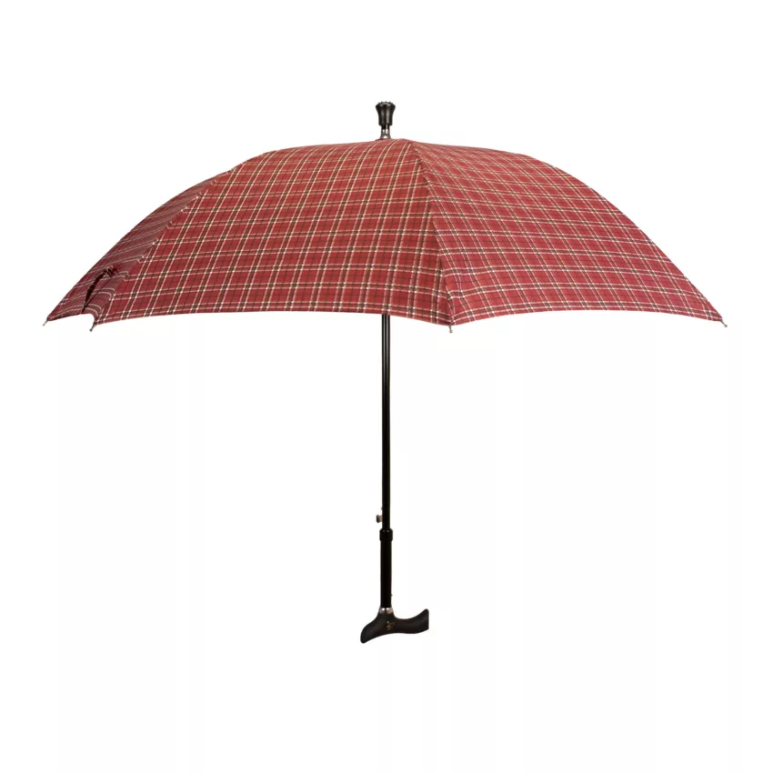 Ombrello Bastone da passeggio rosso a rombi completo