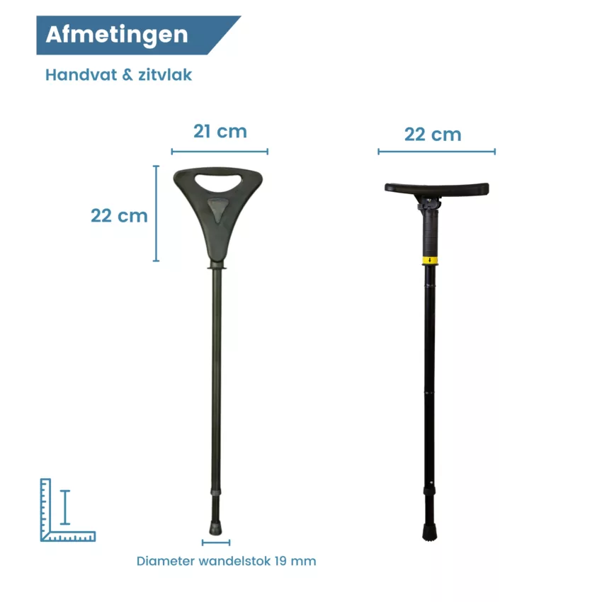 gastrock Bastone da passeggio con sedile flipstick nero – dimensioni