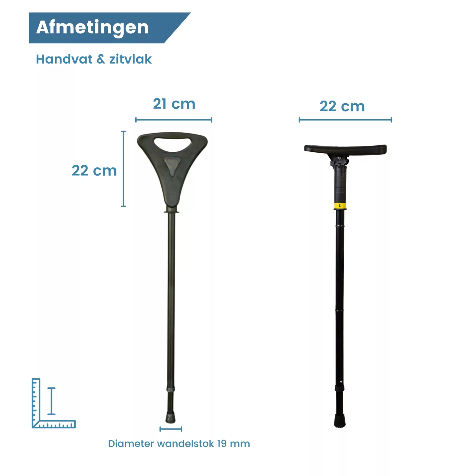 gastrock Bastone da passeggio con sedile flipstick nero – dimensioni