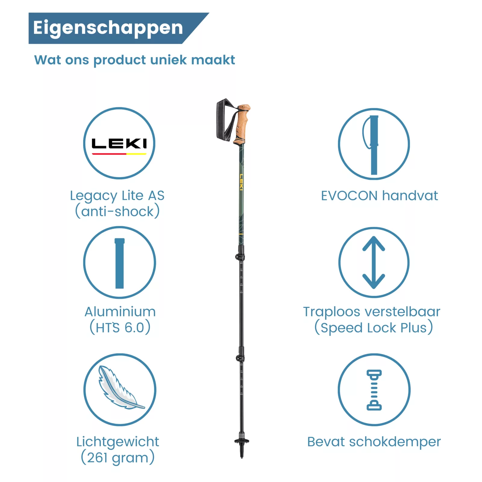 Bastoni da trekking Legacy antishock Caratteristiche di leggerezza