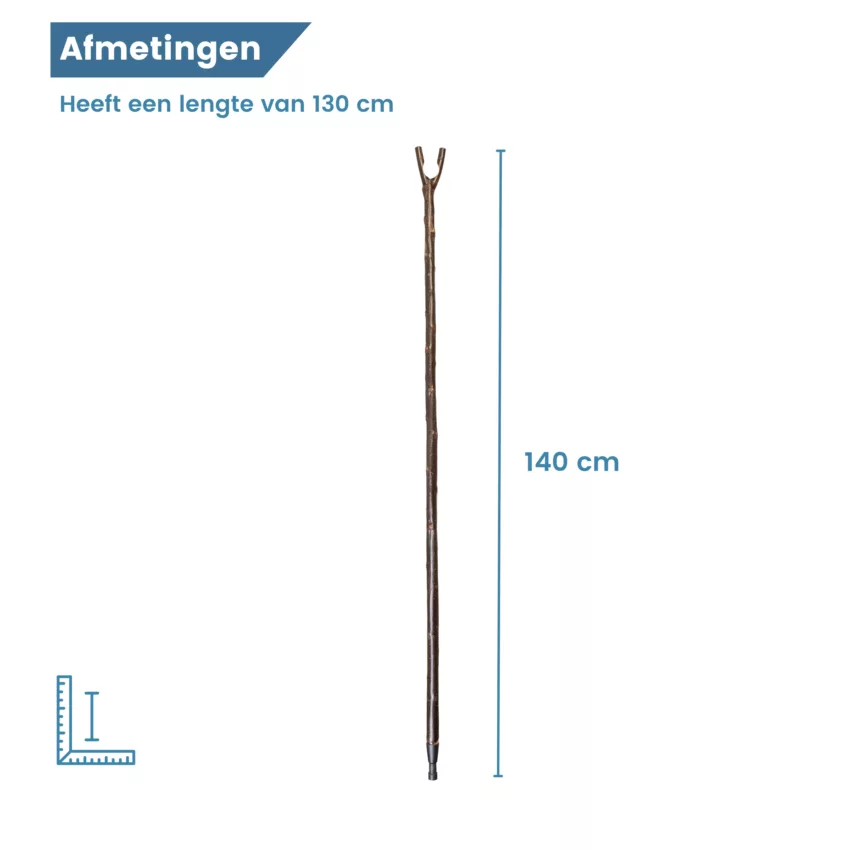 Bastone da caccia in legno di castagno con corteccia e impugnatura a pollice – dimensioni