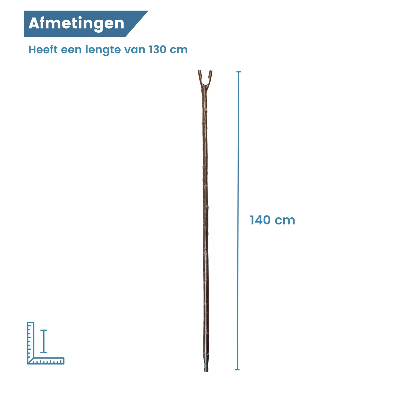 Bastone da caccia in legno di castagno con corteccia e impugnatura a pollice – dimensioni