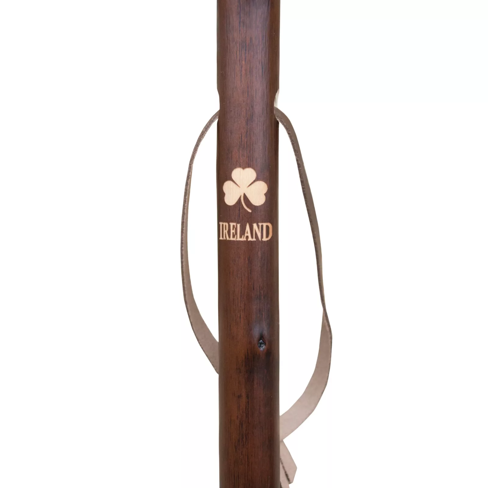 Bastone da caccia in legno di castagno con incisione del trifoglio e logo irlandese