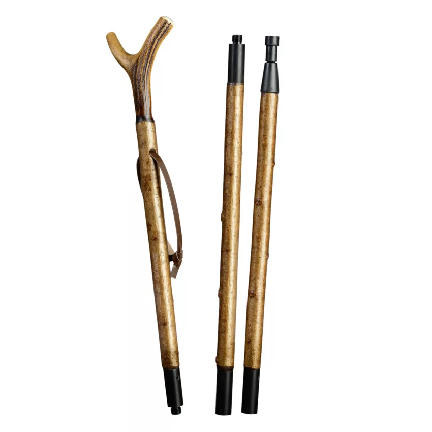 bastone da caccia con corna di cervo, in tre parti, 170 cm