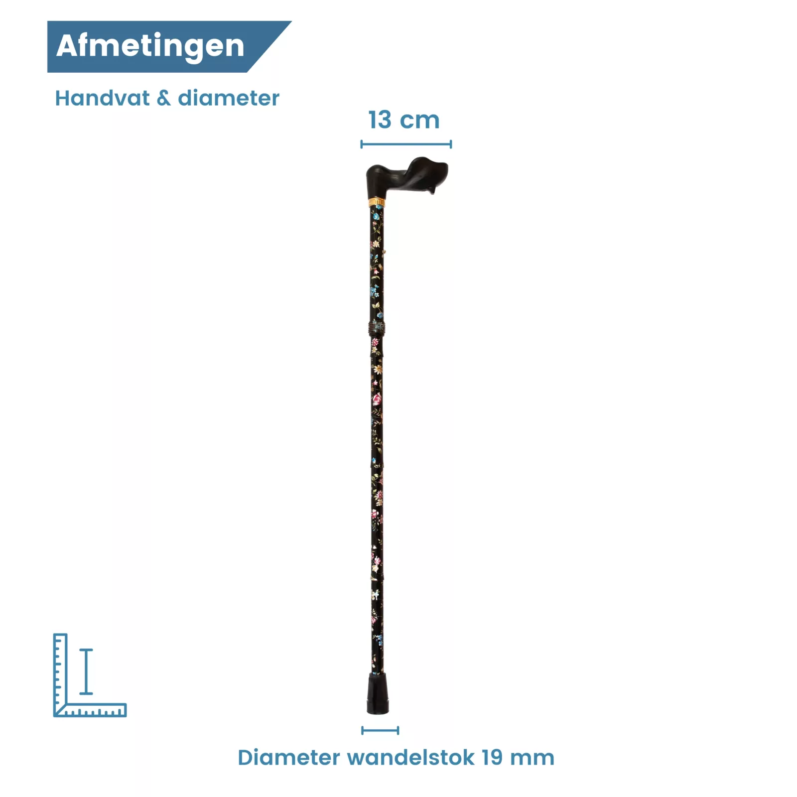 Bastone da passeggio ergonomico con fiori