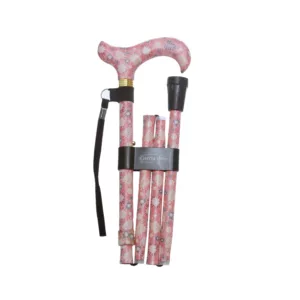 Bastone da passeggio pieghevole con fiori tropicali, rosa