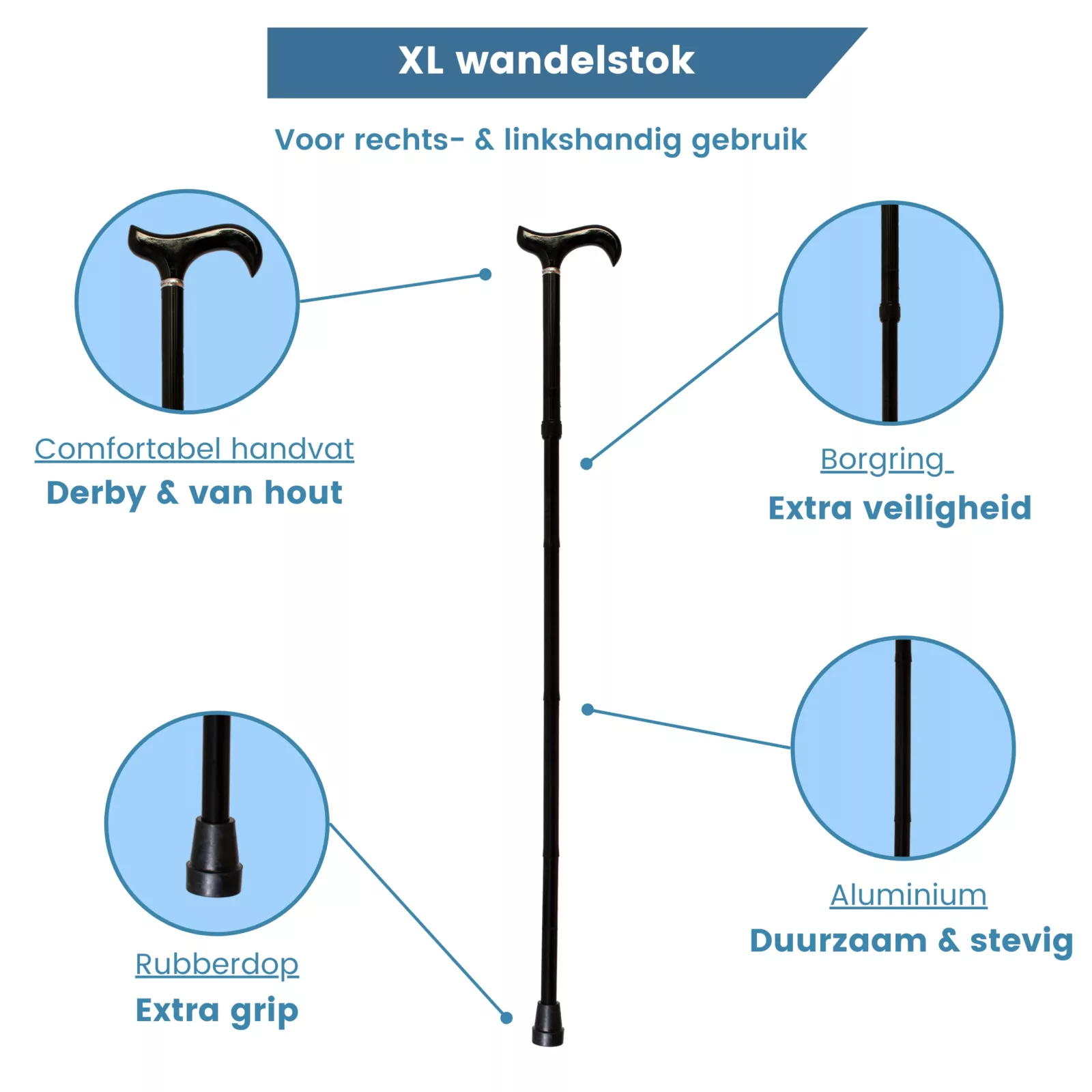 Bastone da passeggio pieghevole XL nero usp