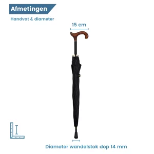 Ombrello Bastone da passeggio, lunghezza 78 cm, impugnatura Derby, dimensioni