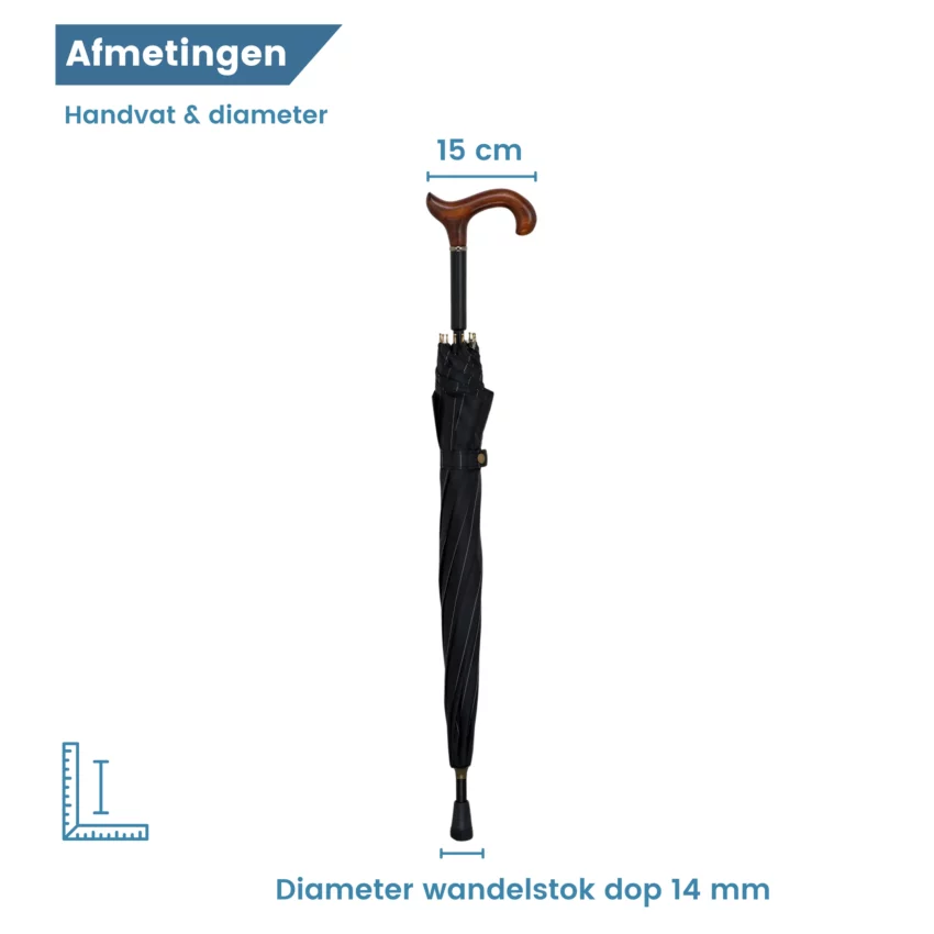 Ombrello Bastone da passeggio, lunghezza 78 cm, impugnatura Derby, dimensioni