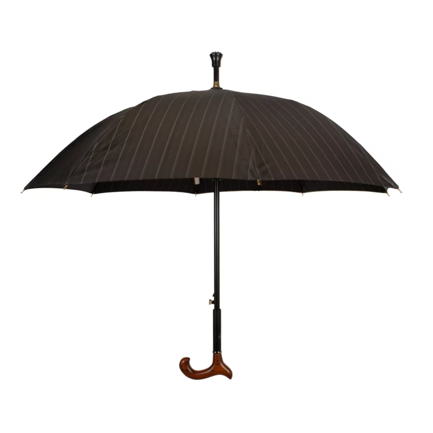 Ombrello Bastone da passeggio, lunghezza 78 cm, grigio scuro, aperto