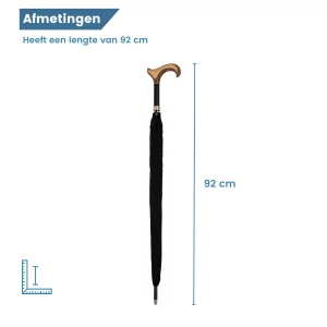 Ombrello a Bastone, lunghezza 92 cm, manico Derby nero, dimensioni