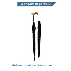 Ombrello a Bastone, lunghezza 92 cm, manico Derby nero, custodia protettiva