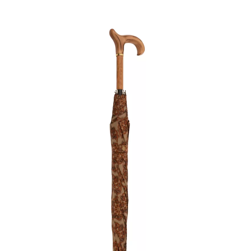 Ombrello a Bastone da passeggio in raso italiano beige