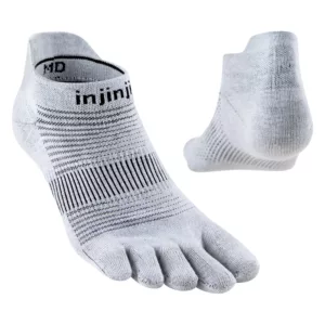 Calzini a cinque dita dal 40,5 al 44, run, leggeri, invisibili, Coolmax, grigi, retro