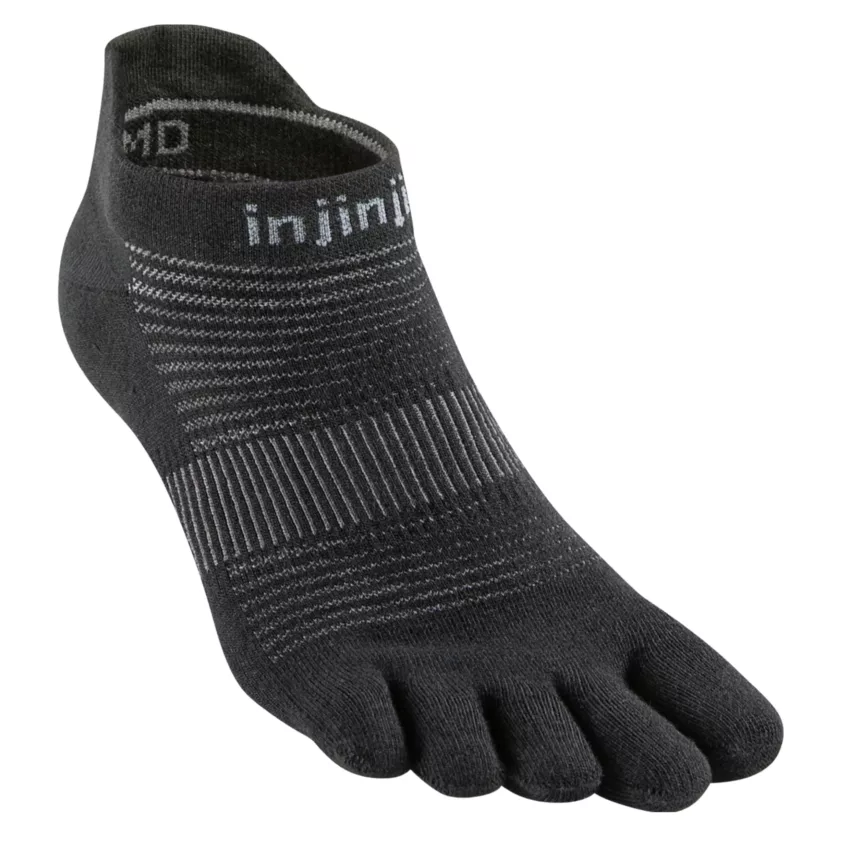Calzini a cinque dita dalla taglia 40,5 alla 44, modello run, leggeri, invisibili, in Coolmax, neri