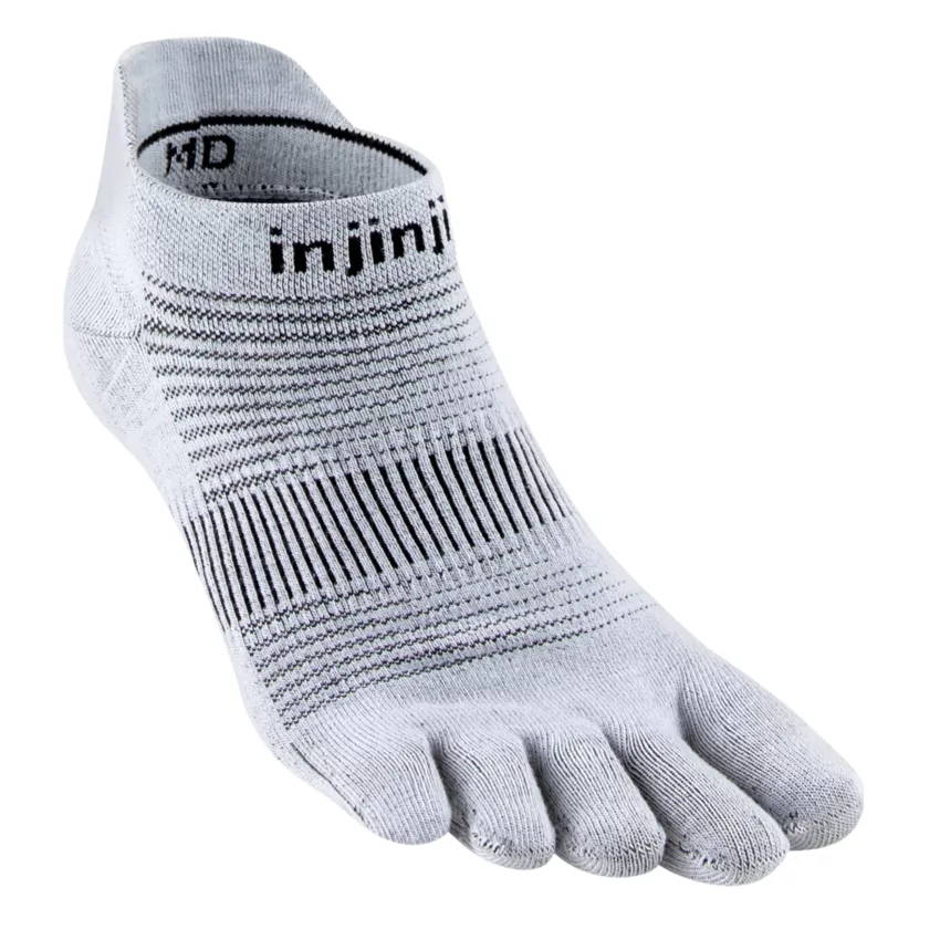 Calzini a cinque dita dalla taglia 44,5 alla 47, modello leggero, invisibili, in Coolmax, colore grigio