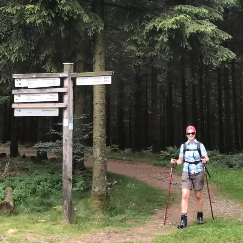 Bastoncino da trekking regolabile rosso pieghevole