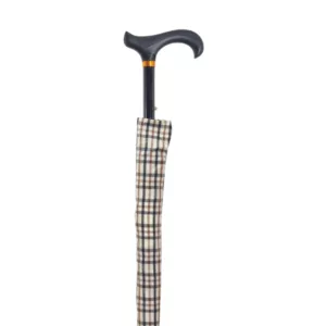 Bastone da passeggio telescopico con ombrello 2 in 1 beige