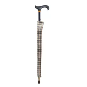Bastone da passeggio estensibile con ombrello 2 in 1, beige, completo