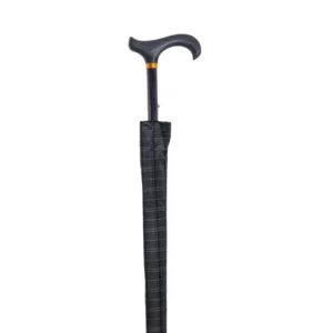 Bastone da passeggio telescopico con ombrello 2 in 1 grigio scuro