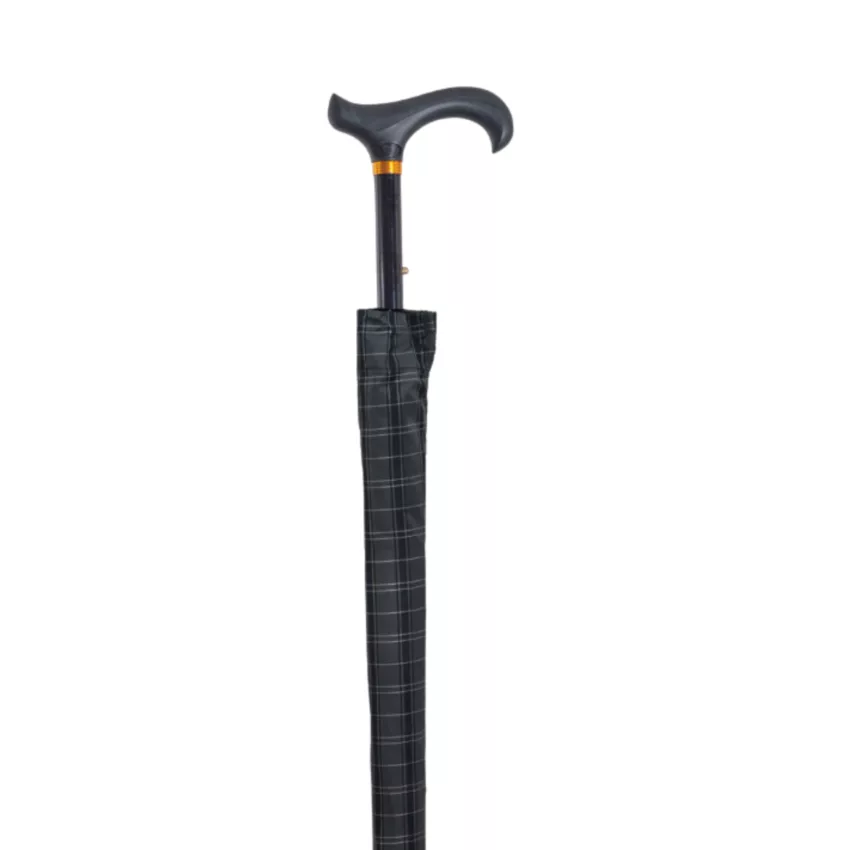 Bastone da passeggio telescopico con ombrello 2 in 1 grigio scuro